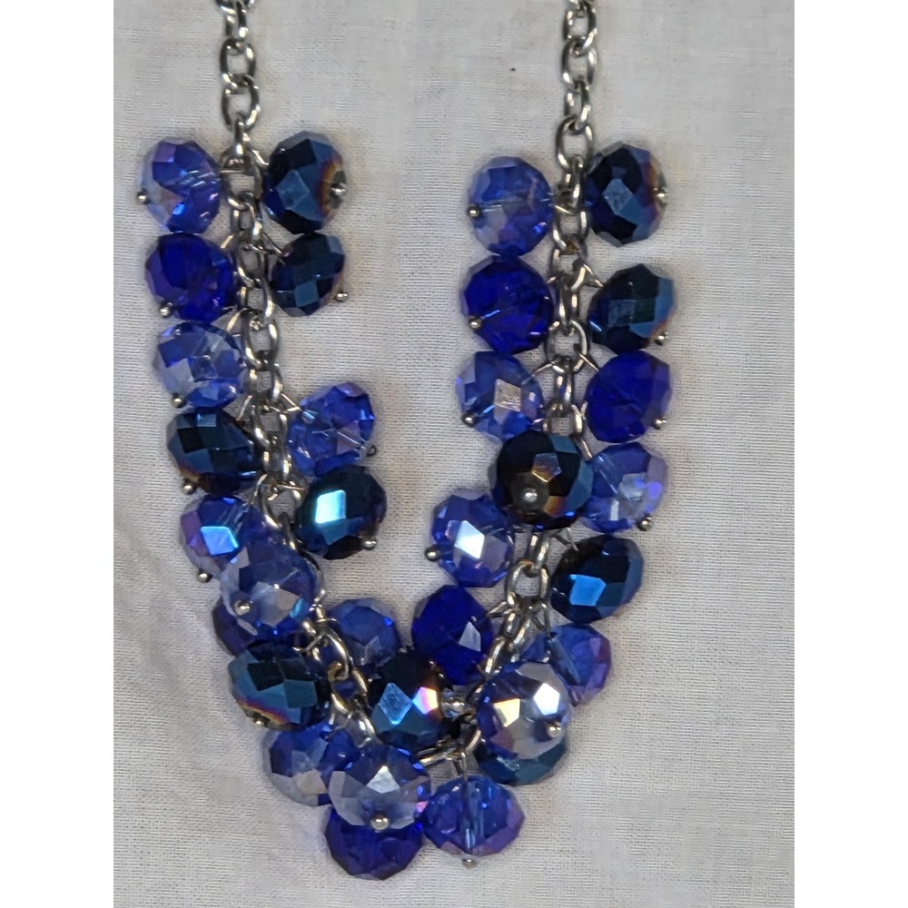 Italian Sterling Silver and Aurora Borealis Round Bead Vintage‎ Antique Necklace